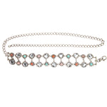 Krystal Belt - Silver Chain Multi-Color Stones - Streets Ahead