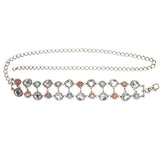 Krystal Belt - Silver Chain Multi-Color Stones - Streets Ahead