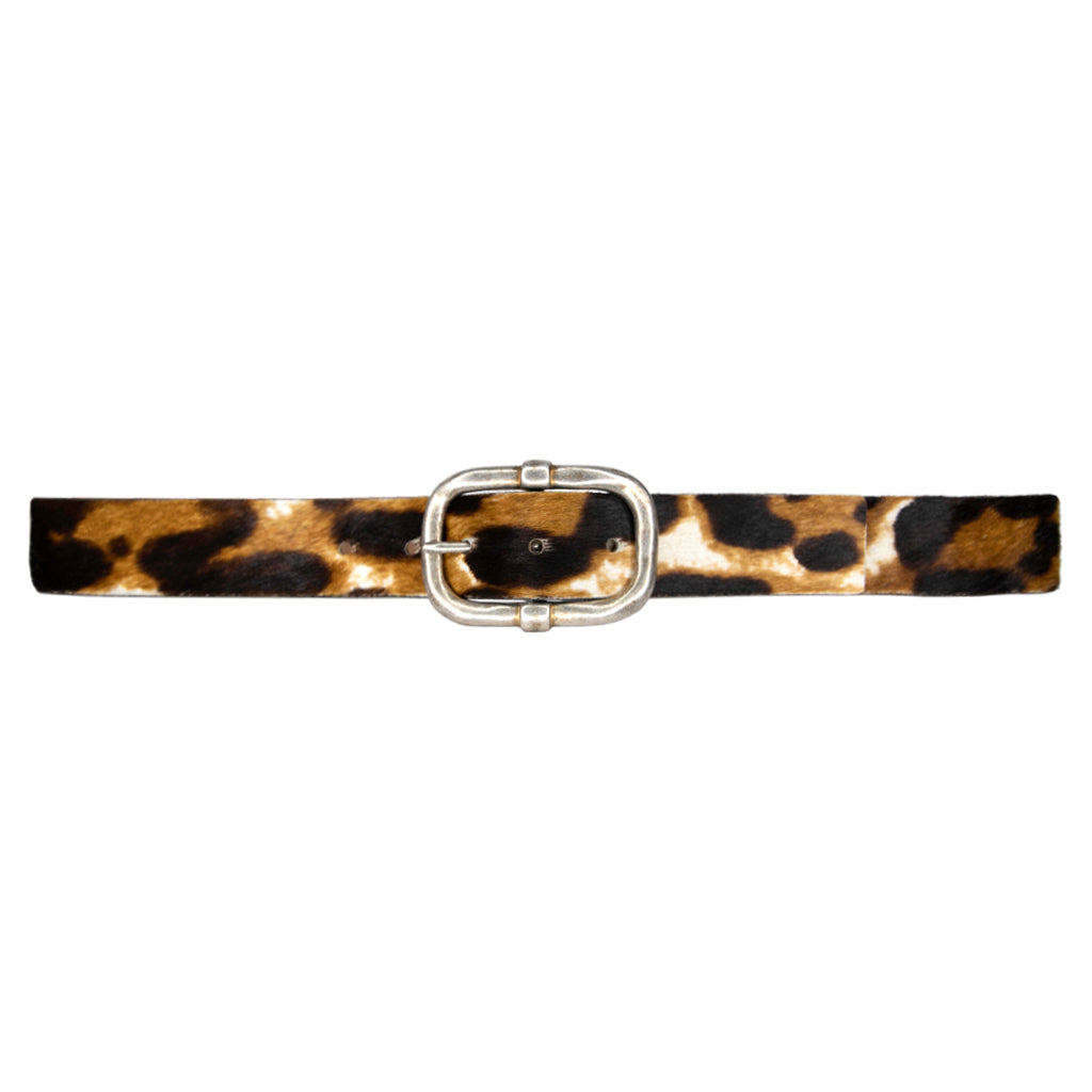 Panthera Belt in leopard-print hair-on Italian leather with vintage old silver buckle, Streets Ahead