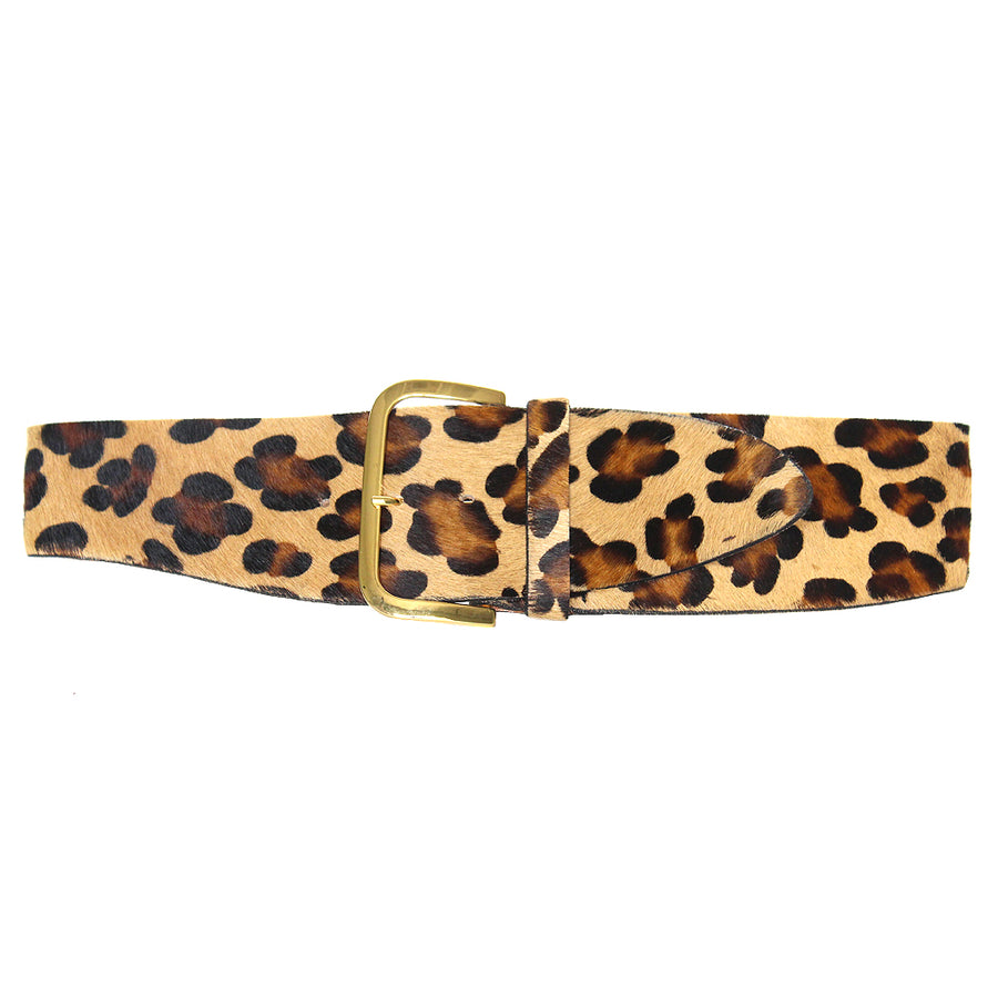 Ethiopia Belt - Wide Waist Animal Print Leopard Hair-On Leather Belt ...