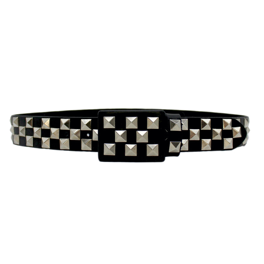 Baby Roger - Black Leather Belt Silver Pyramid Studs - Streets Ahead