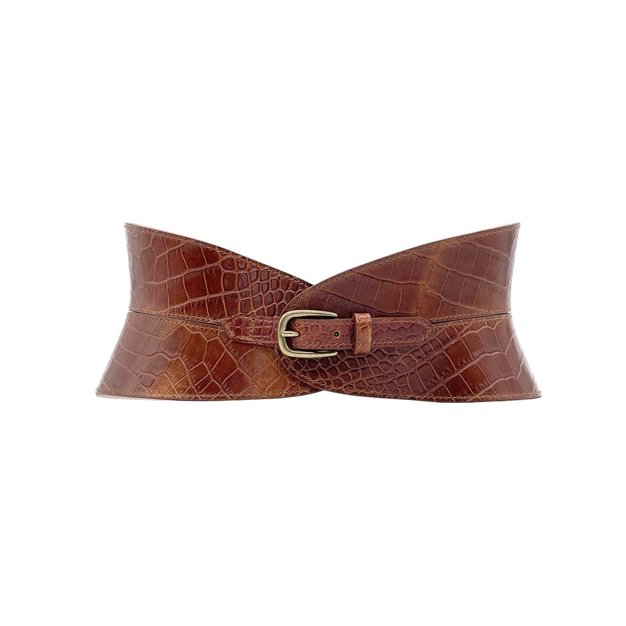 Kingsley Belt - Corset Leather Stretch Cognac - Streets Ahead 