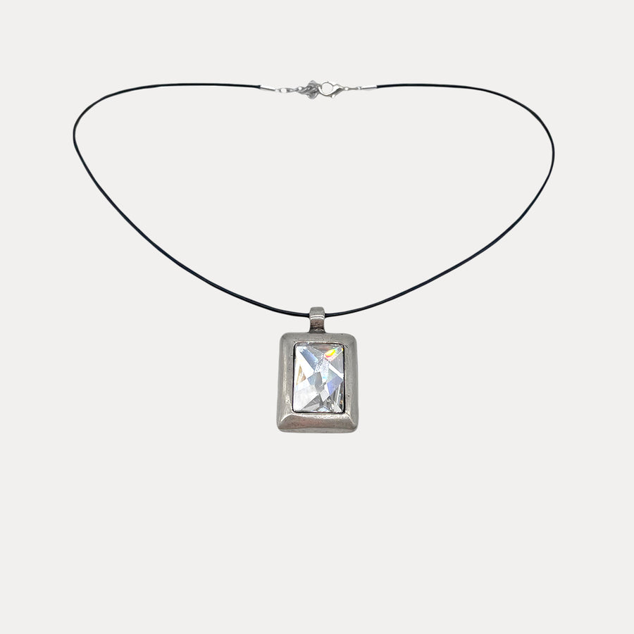 Crystal Pendant - Crystal Leather Necklace - Streets Ahead