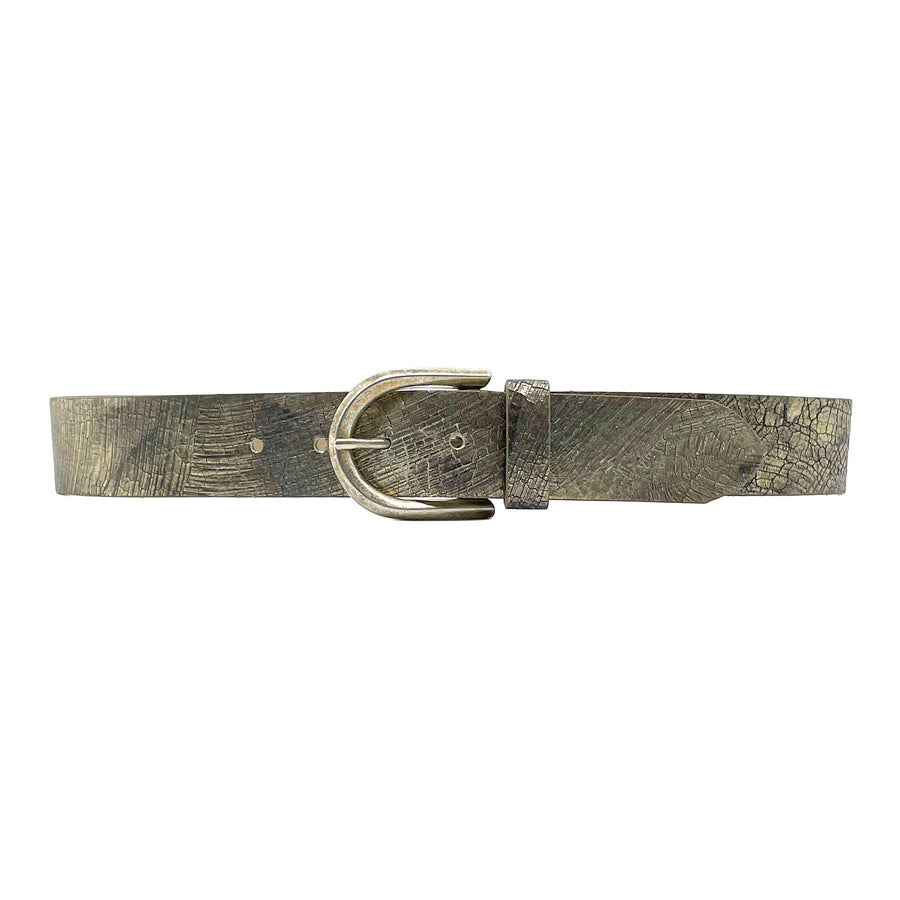 Goldy Belt - Crackle Gold Leather Belt - Streets Ahead