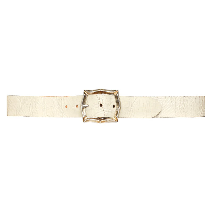 Harper Belt - Ivory Leather Romantic Silver Gold Buckle - Streets Ahead
