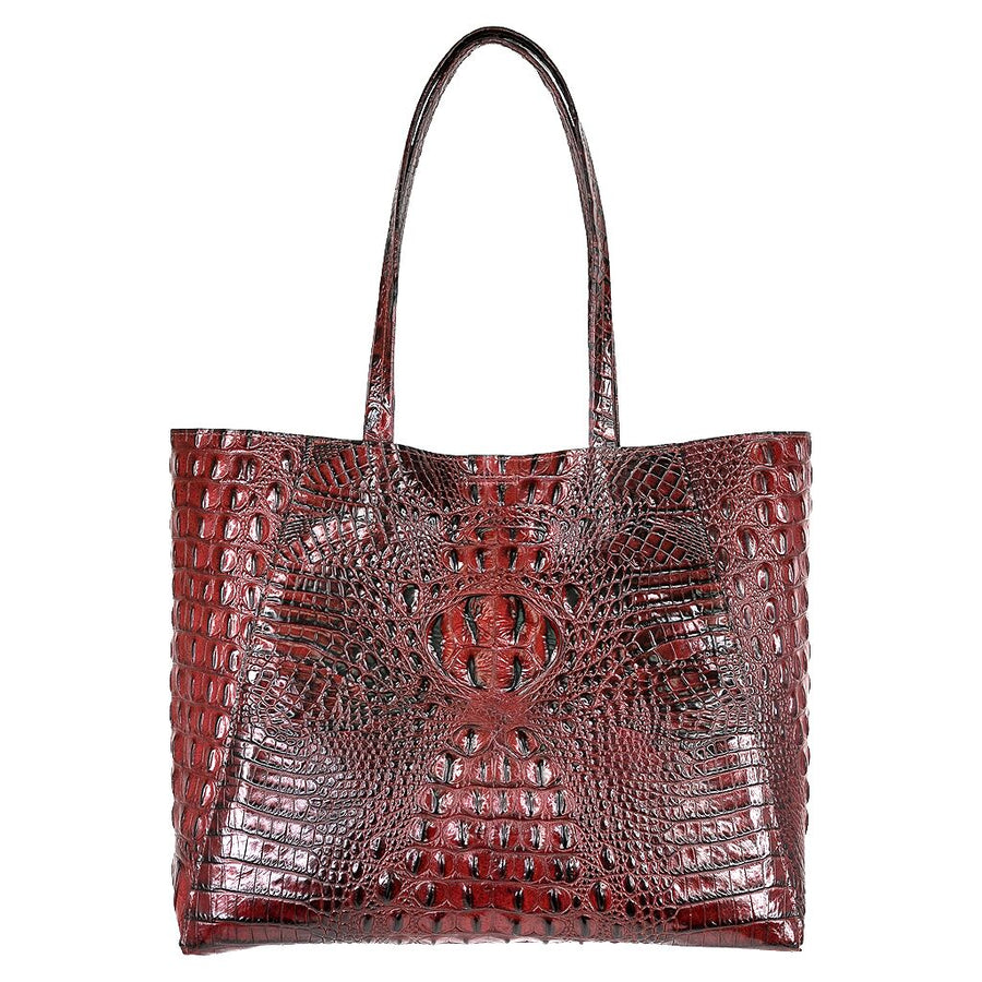 Zenya Handbag - Tote Croc-Embossed Burgandy - Streets Ahead