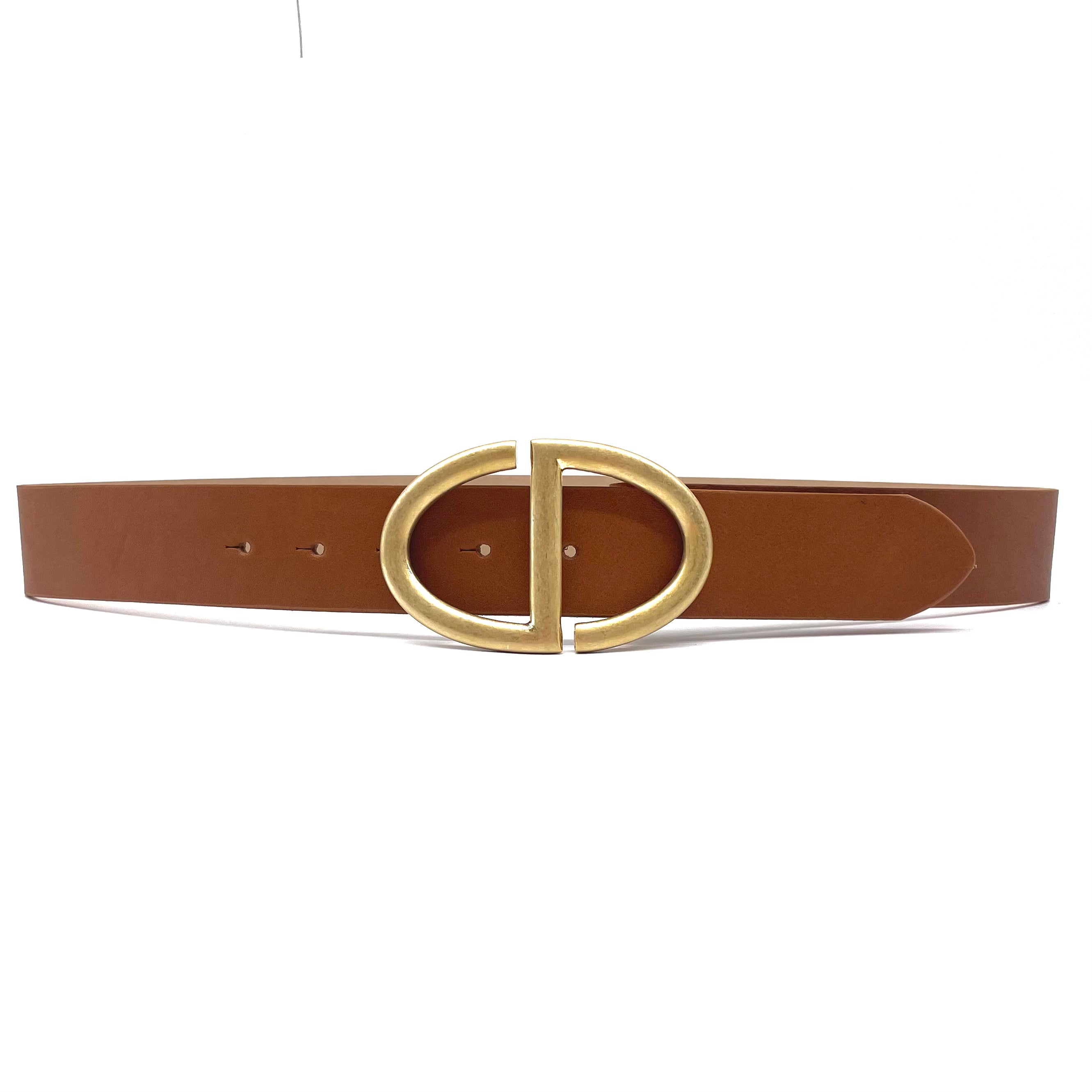 Streets Ahead Scarlet Gold Belt — leather belt with gold S buckle, handcrafted in Los Angeles