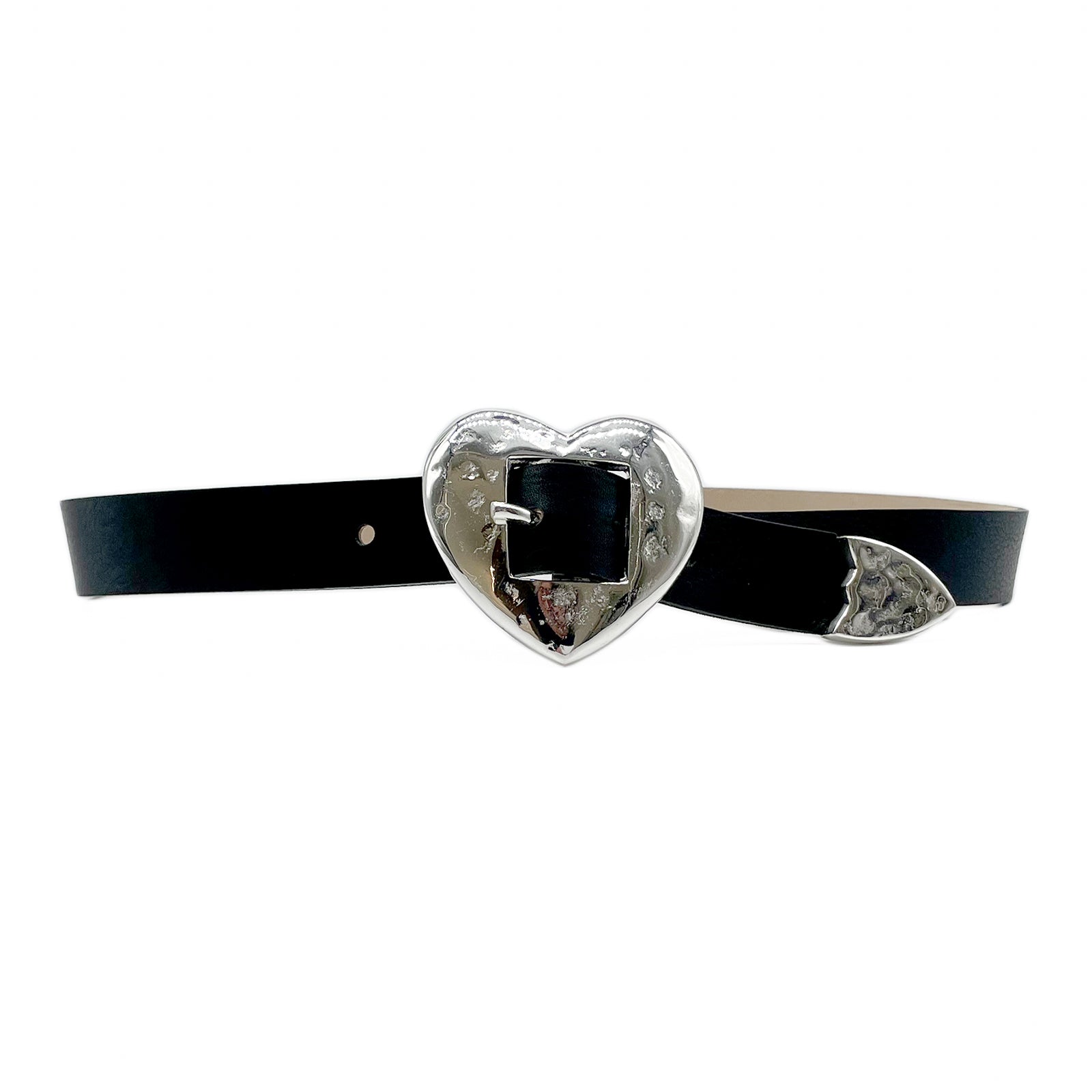 Silver Heart - Hammered Heart Buckle Belt - Streets Ahead