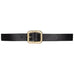 Natalia Belt in smooth black Italian leather with gold rectangular buckle, Streets Ahead