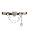 Mia Heart Belt in black Italian leather with antique silver-plated engraved heart buckle set, Streets Ahead
