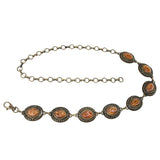 Ohana Chain Belt – Italian ornate brass-plated chain belt with amber resin stones, handcrafted in Los Angeles - Streets Ahead